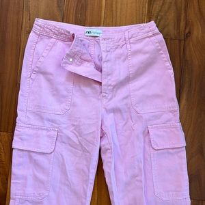 Zara pink cargo jeans
